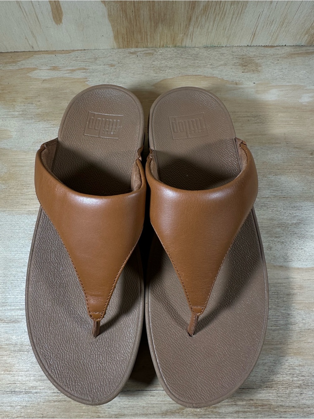 Fitflop Lulu Brown Leather Flip Flop Sandals Women’s Size 7 - Picture 2 of 7